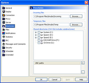Anubis P2P file sharing - application screenshots